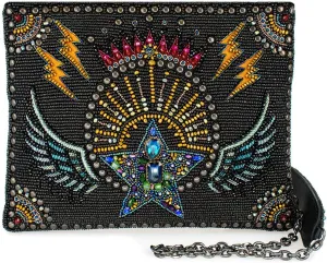 Mary Frances Starstruck Beaded Crossbody Handbag with Celestial Star Motif and Luxe Leather Accents Evening Bag, Multicolor