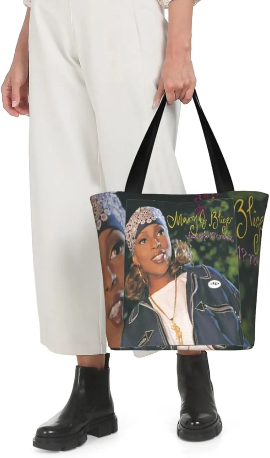 Mary J Musics Blige Shoulder Bag, Customized Shopping Tote Portable Canvas Bag