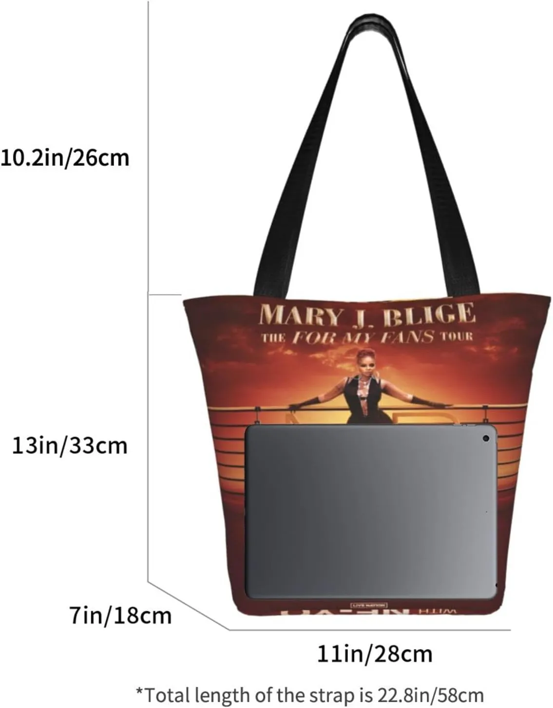 Mary J Musics Blige Shoulder Bag, Customized Shopping Tote Portable Canvas Bag