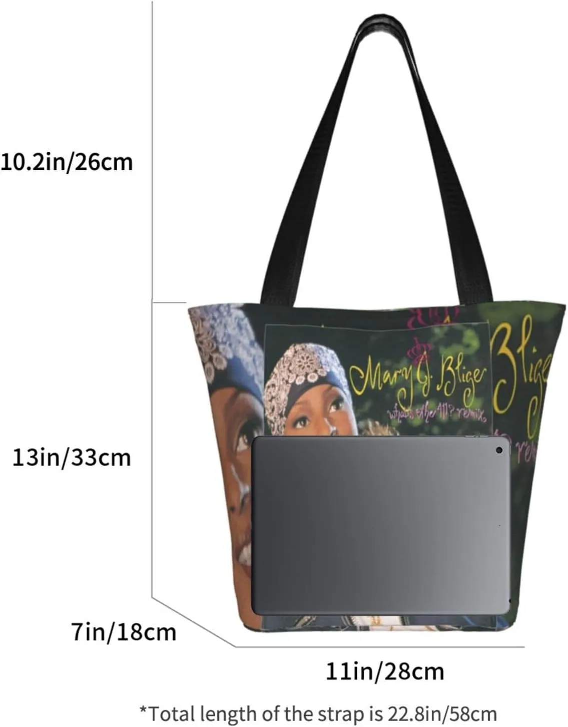 Mary J Musics Blige Shoulder Bag, Customized Shopping Tote Portable Canvas Bag