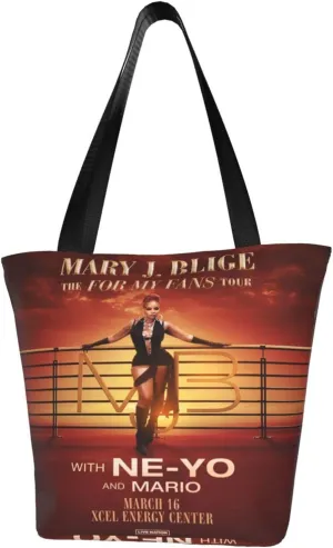 Mary J Musics Blige Shoulder Bag, Customized Shopping Tote Portable Canvas Bag