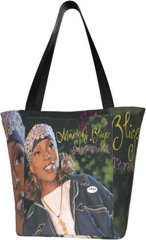 Mary J Musics Blige Shoulder Bag, Customized Shopping Tote Portable Canvas Bag