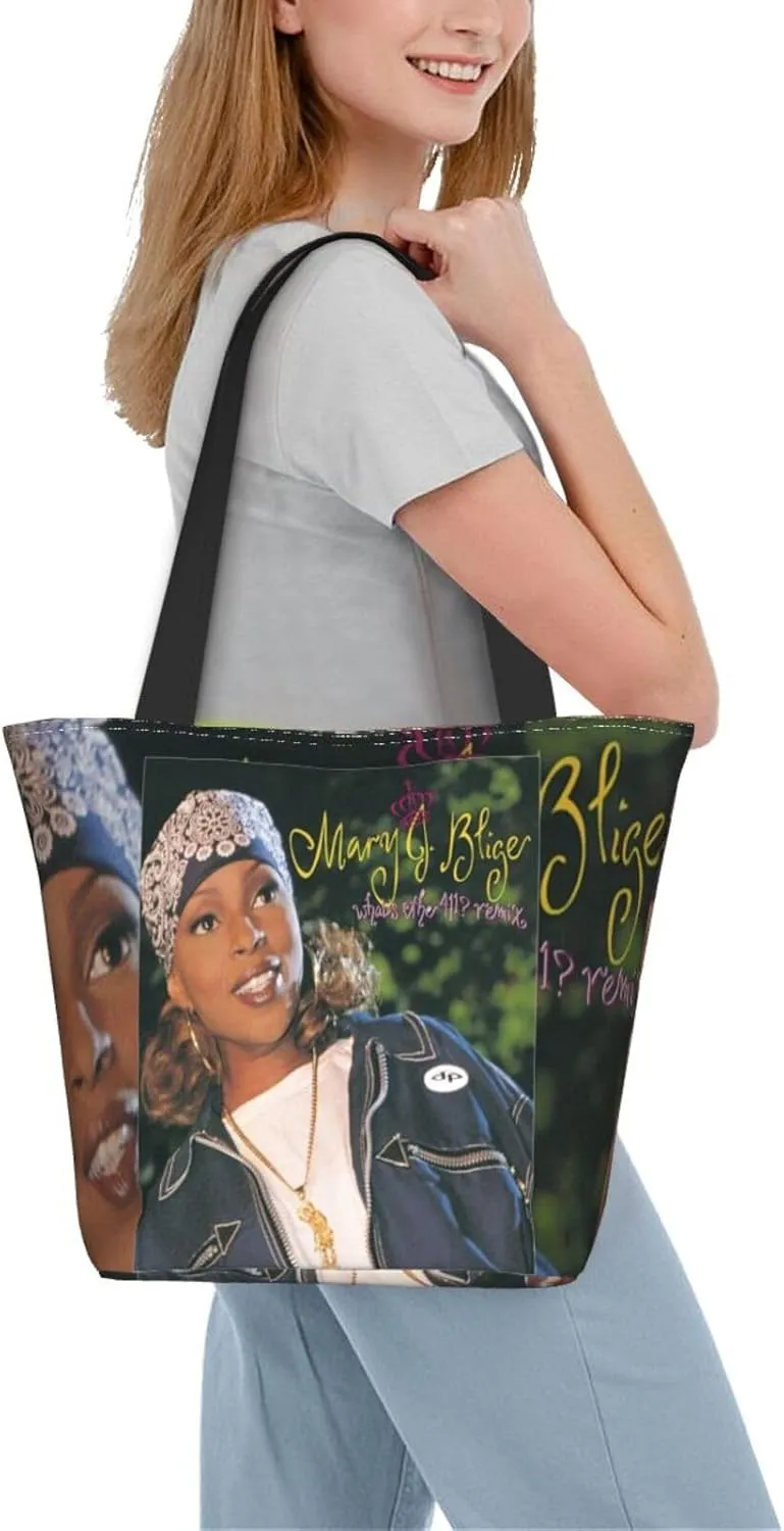 Mary J Musics Blige Shoulder Bag, Customized Shopping Tote Portable Canvas Bag