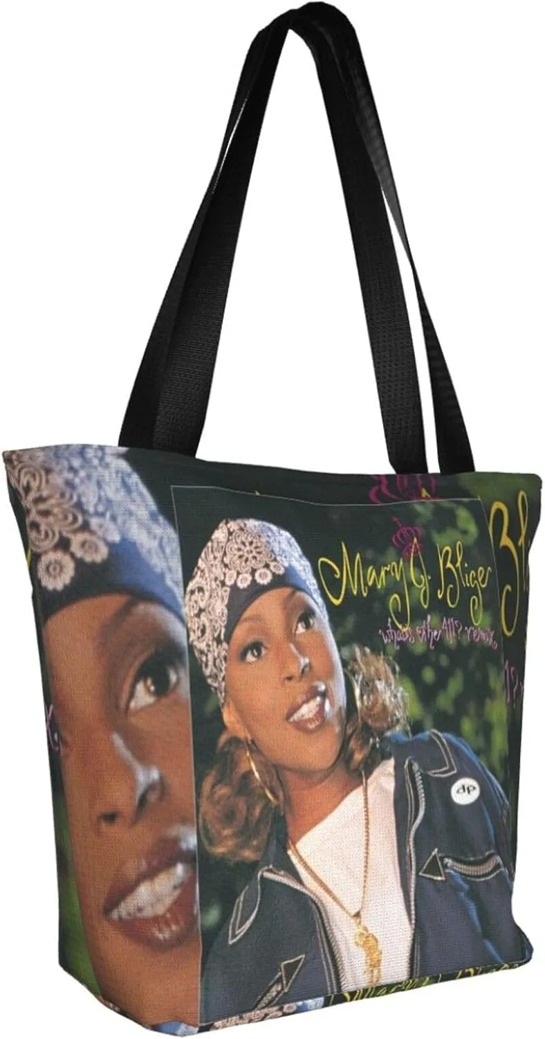 Mary J Musics Blige Shoulder Bag, Customized Shopping Tote Portable Canvas Bag