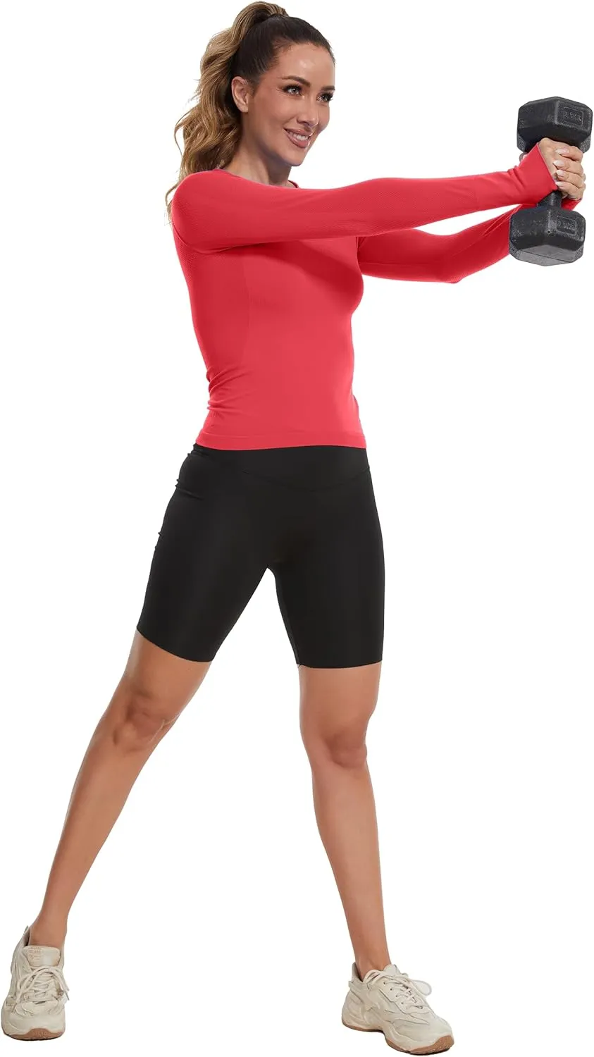 MathCat Seamless Workout Shirts for Women, Long Sleeve Workout Tops for Women, Yoga Sports Athletic Gym Tops
