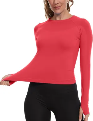 MathCat Seamless Workout Shirts for Women, Long Sleeve Workout Tops for Women, Yoga Sports Athletic Gym Tops