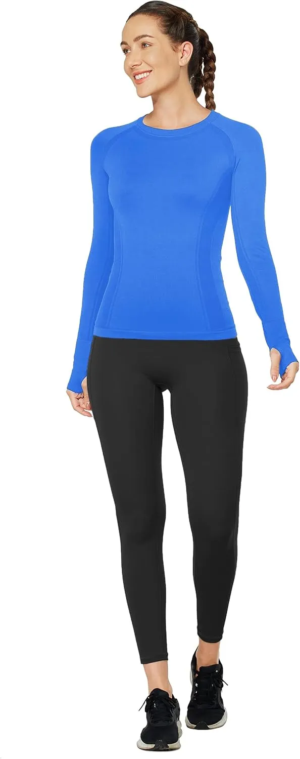 MathCat Workout Shirts for Women Long Sleeve, Workout Tops for Women, Quick Dry Gym Athletic Tops，Seamless Yoga Shirts