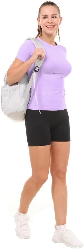 MathCat Workout Shirts for Women Short Sleeve, Workout Tops for Women, Quick Dry Gym Athletic Tops，Seamless Yoga Shirts