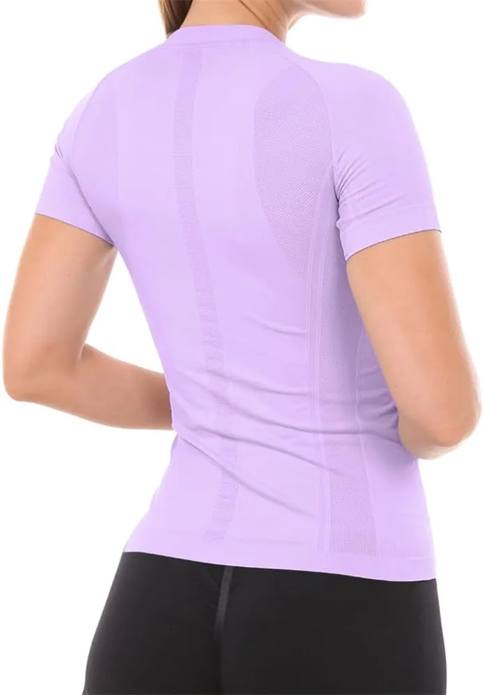 MathCat Workout Shirts for Women Short Sleeve, Workout Tops for Women, Quick Dry Gym Athletic Tops，Seamless Yoga Shirts