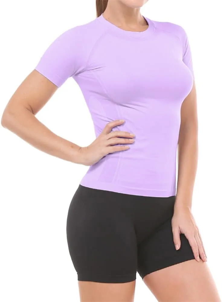 MathCat Workout Shirts for Women Short Sleeve, Workout Tops for Women, Quick Dry Gym Athletic Tops，Seamless Yoga Shirts