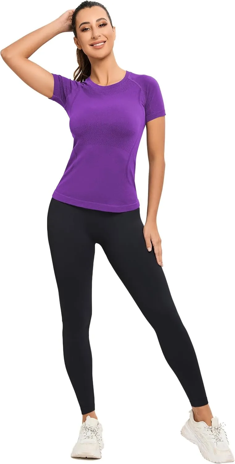 MathCat Workout Shirts for Women, Workout Tops for Women, Yoga Short Sleeve Shirts Soft Seamless Gym Shirts
