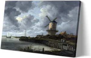 Matniger Windmill Wall Art Famous Paintings Prints Framed Posters Vintage Landscape Wall Art Canvas Wall Pictures For Bedroom Wall Decor 12.00" x 18.00"