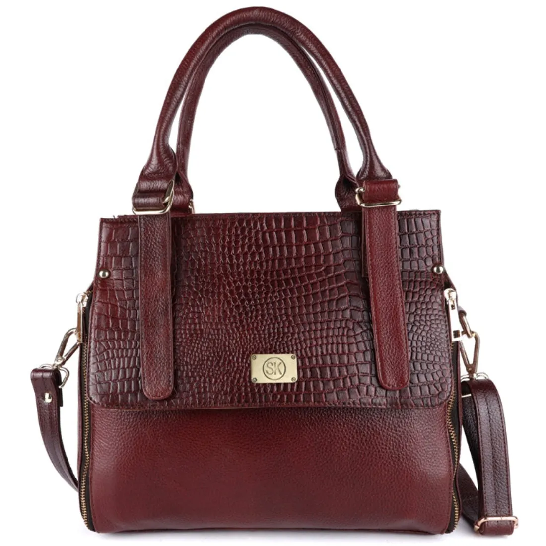 MaxiCarry Multi-Compartment Leather Handbag