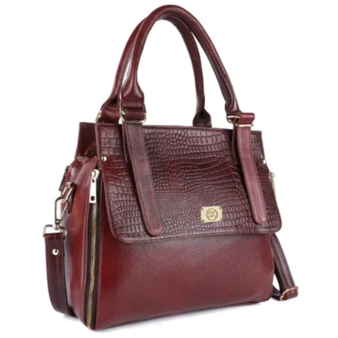 MaxiCarry Multi-Compartment Leather Handbag