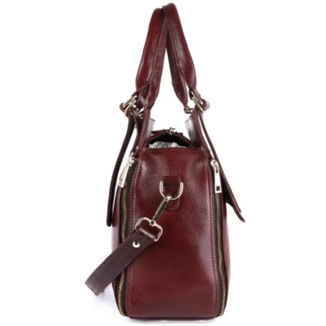 MaxiCarry Multi-Compartment Leather Handbag