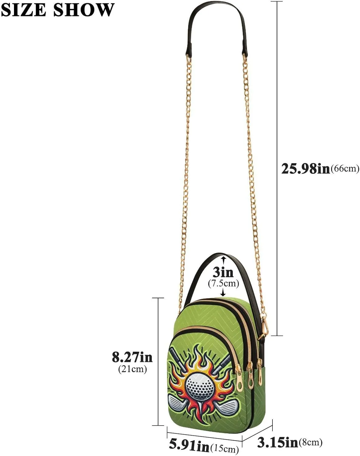 MCHIVER Golf Crossbody Bag for Women Cell Phone Purse Wallet with Removable Chain Shoulder Handbag