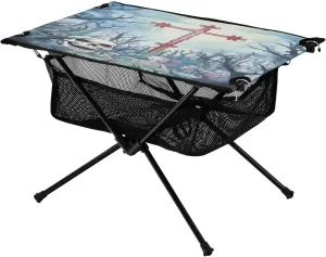 MCHIVER Portable Camping Table Folding Beach Table with Carry Bag Drawing Crosses Little Table for Outdoor Backpacking Hiking Picnic