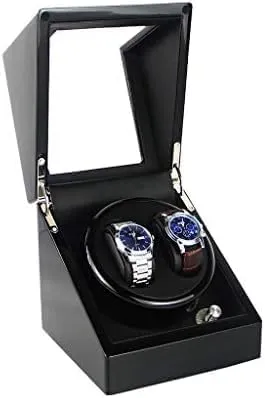 Mechanical Watch Shaker Automatic Single Watch Winder, Quiet Motor with Battery Powered, Wood Shell Watches Storage Display Box, Black