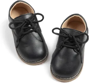 Meckior Toddler Boys Girls Dress Shoes Little Kid Oxford Shoes Wedding Church Dress Shoes PU Leather Lace Up School Uniform Loafer Flats