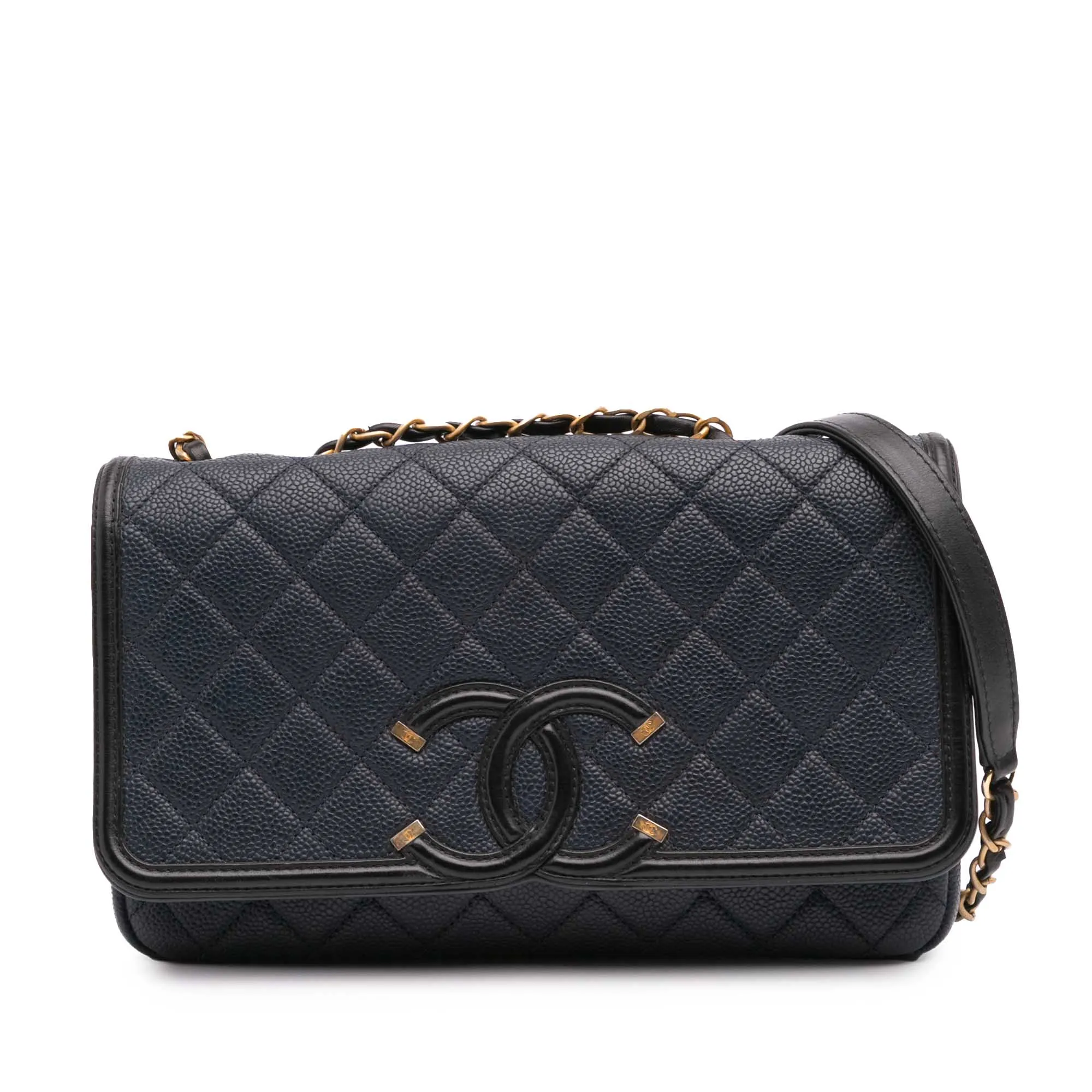 Medium Bicolor Caviar CC Filigree Flap