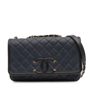 Medium Bicolor Caviar CC Filigree Flap