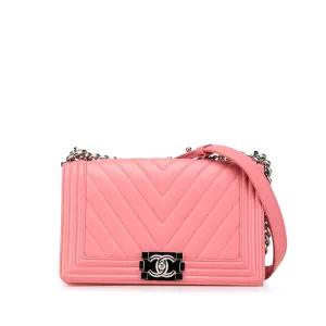 Medium Chevron Lambskin Boy Flap