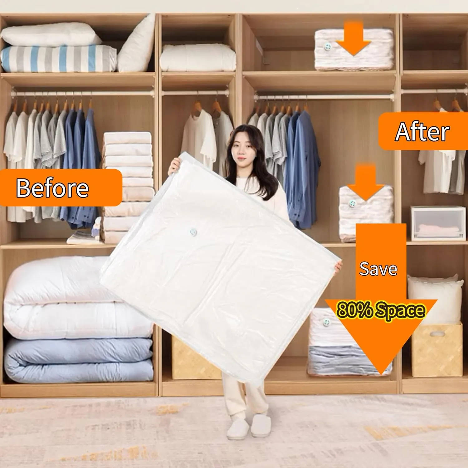 Medium Vacuum Storage Bags, 4 Pack, 31x22x12.6 Inches, Space Saver Bags for Comforters, Blankets, Clothes