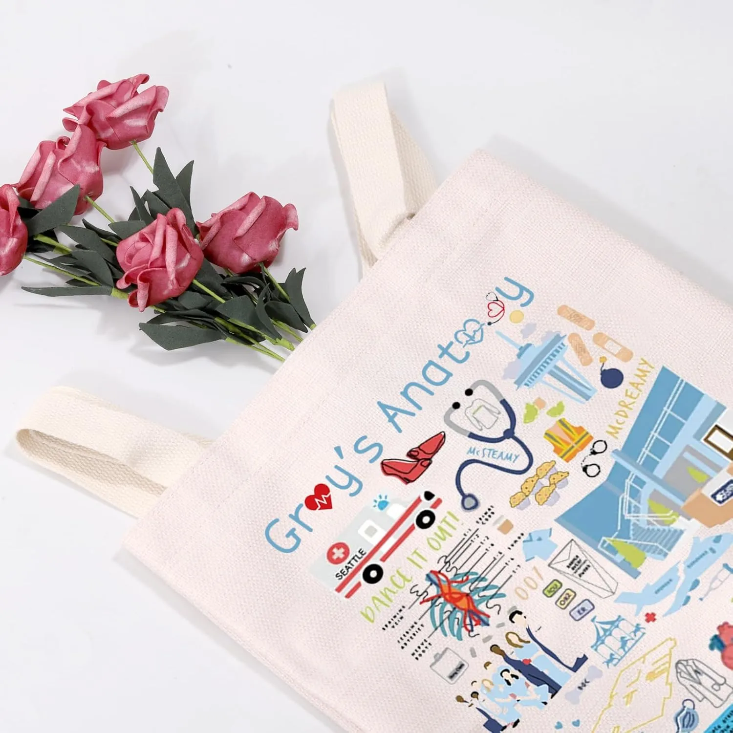 MEIKIUP Doctor TV Show Canvas Tote Bag Doctor TV Show Merchandise Gifts for Women Doctor Anatomy Fans Merchandise