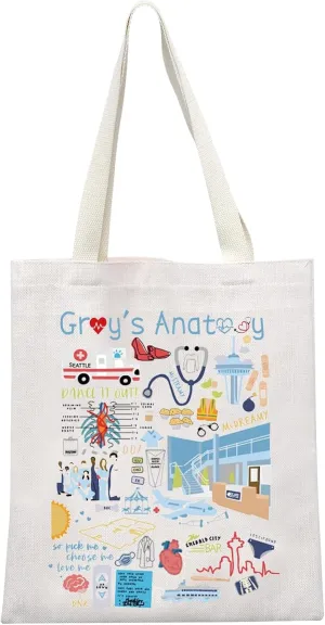 MEIKIUP Doctor TV Show Canvas Tote Bag Doctor TV Show Merchandise Gifts for Women Doctor Anatomy Fans Merchandise