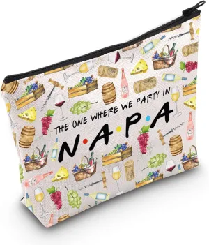 MEIKIUP Napa Valley Bachelorette Gift Vineyard Trip Travel Makeup Bag Winery Bachelorette Party Gift Wine Country Trip Gift (Napa Bag)