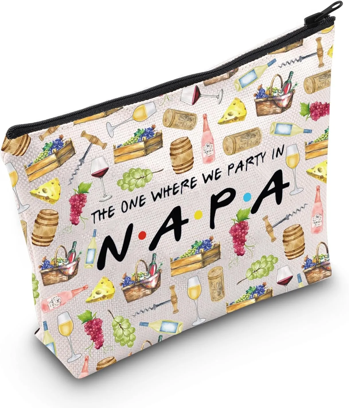 MEIKIUP Napa Valley Bachelorette Gift Vineyard Trip Travel Makeup Bag Winery Bachelorette Party Gift Wine Country Trip Gift (Napa Bag)