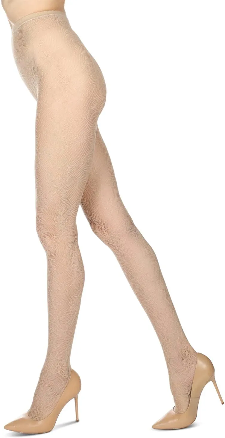 MeMoi Feminine Floral Netted Breathable Tights