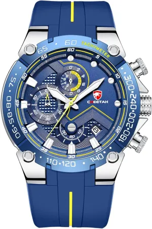 Mens Chronograph Watch Outdoor Waterproof Military Tactical Style Quartz Sports Watches for Men with Rubber Strap