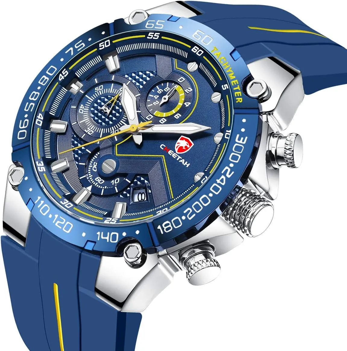 Mens Chronograph Watch Outdoor Waterproof Military Tactical Style Quartz Sports Watches for Men with Rubber Strap