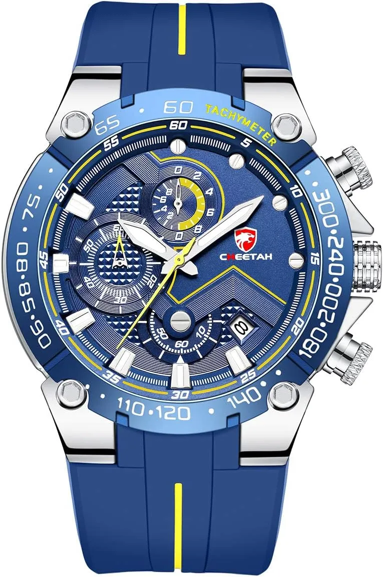 Mens Chronograph Watch Outdoor Waterproof Military Tactical Style Quartz Sports Watches for Men with Rubber Strap