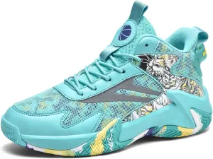 Men's Fashion Breathable Mesh Lace Up Basketball Shoes High-Top Non-Slip Sneakers Casual for Gym Sports Tennis Jogging Shoes