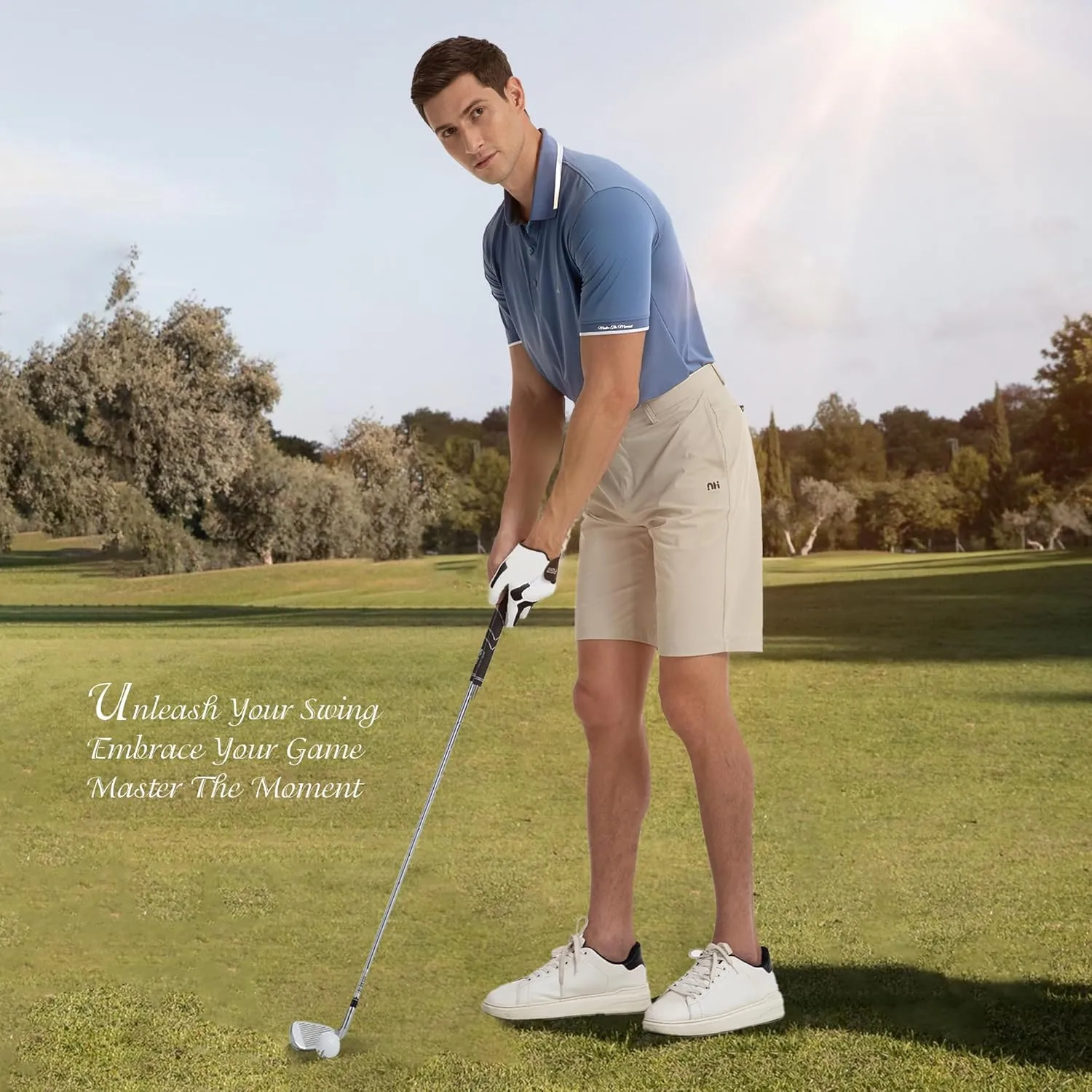 Men's Premium Golf Polo – Silky Tech Nylon, Cooling, UV-Resistant, Quick-Dry Athletic Shirt for Golf, Tennis