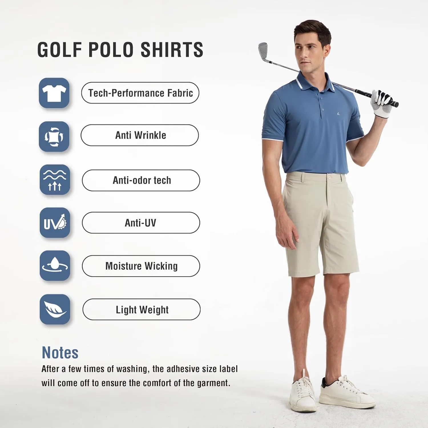 Men's Premium Golf Polo – Silky Tech Nylon, Cooling, UV-Resistant, Quick-Dry Athletic Shirt for Golf, Tennis