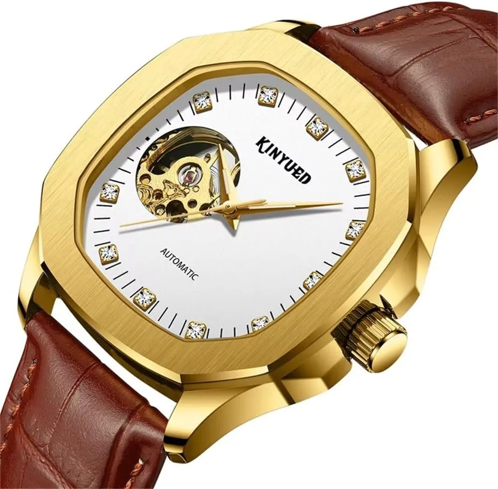 Mens Watches Military Sport Leather Male Wristwatch Luxury Skeleton Clocks Automatic Mechanical Watch Reloj Hombre
