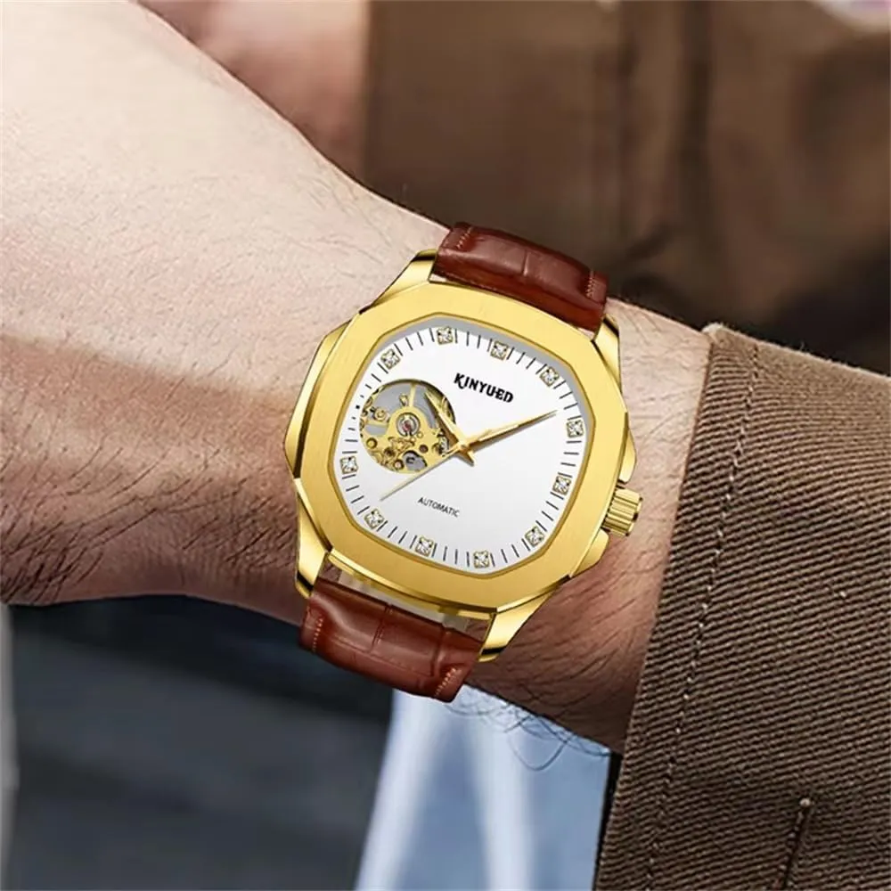 Mens Watches Military Sport Leather Male Wristwatch Luxury Skeleton Clocks Automatic Mechanical Watch Reloj Hombre