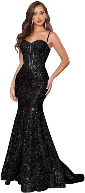 Mermaid Prom Dresses 2024 Sequin Long Evening Dresses for Women 2024