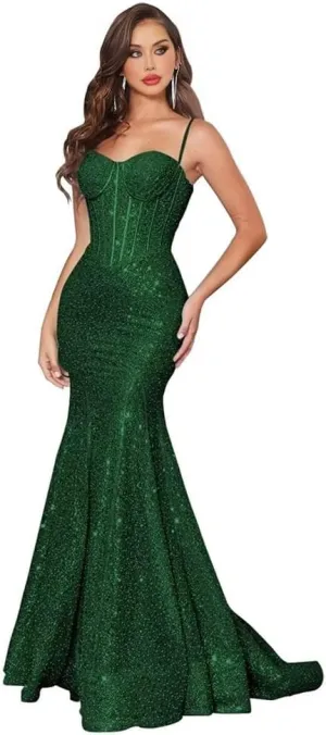 Mermaid Prom Dresses 2024 Sequin Long Evening Dresses for Women 2024