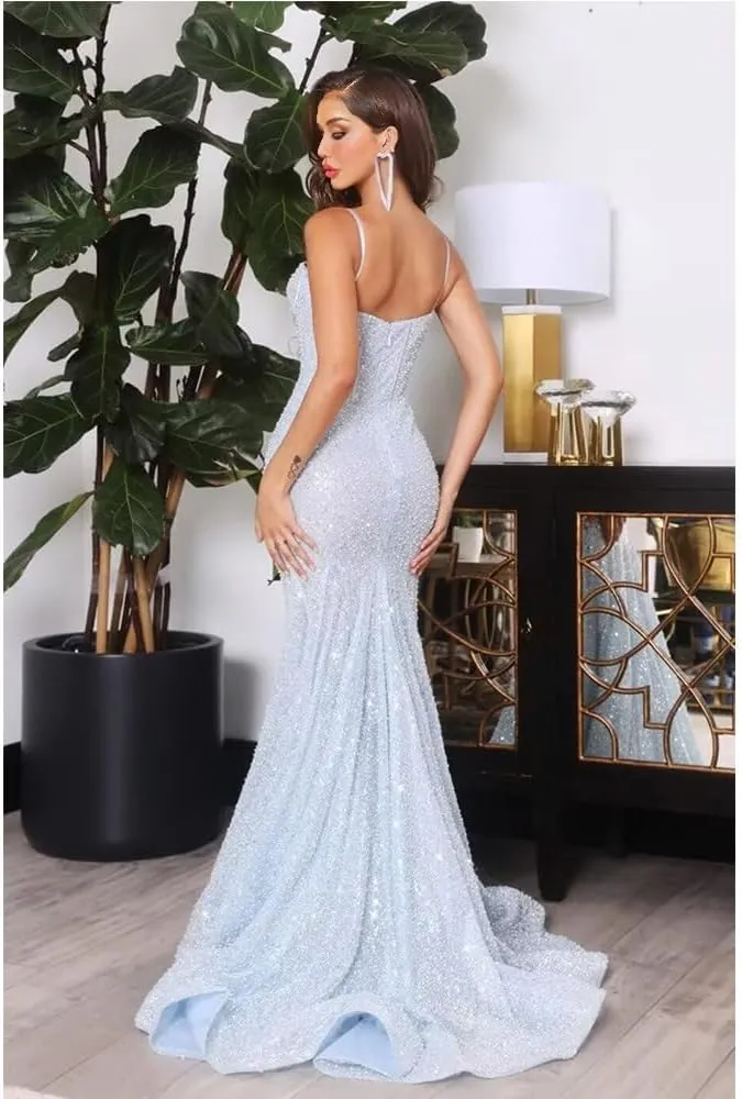 Mermaid Prom Dresses 2024 Sequin Long Evening Dresses for Women 2024