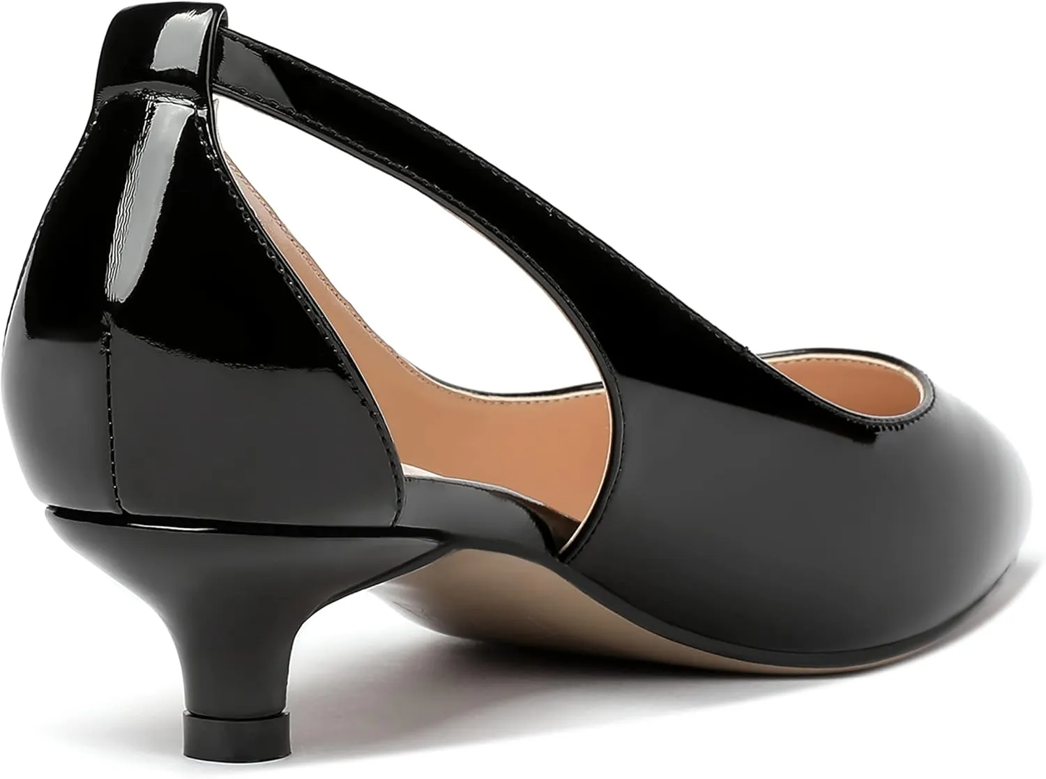 MERRORI Women's Pumps Kitten Low Heel Slip On Pointed Toe Dress Shoes Patent Leather Pumps Shoes 1.5 Inch