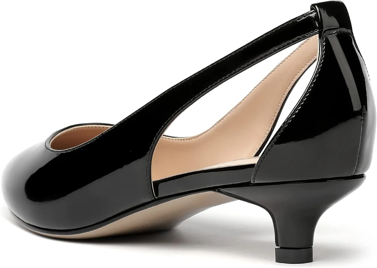 MERRORI Women's Pumps Kitten Low Heel Slip On Pointed Toe Dress Shoes Patent Leather Pumps Shoes 1.5 Inch