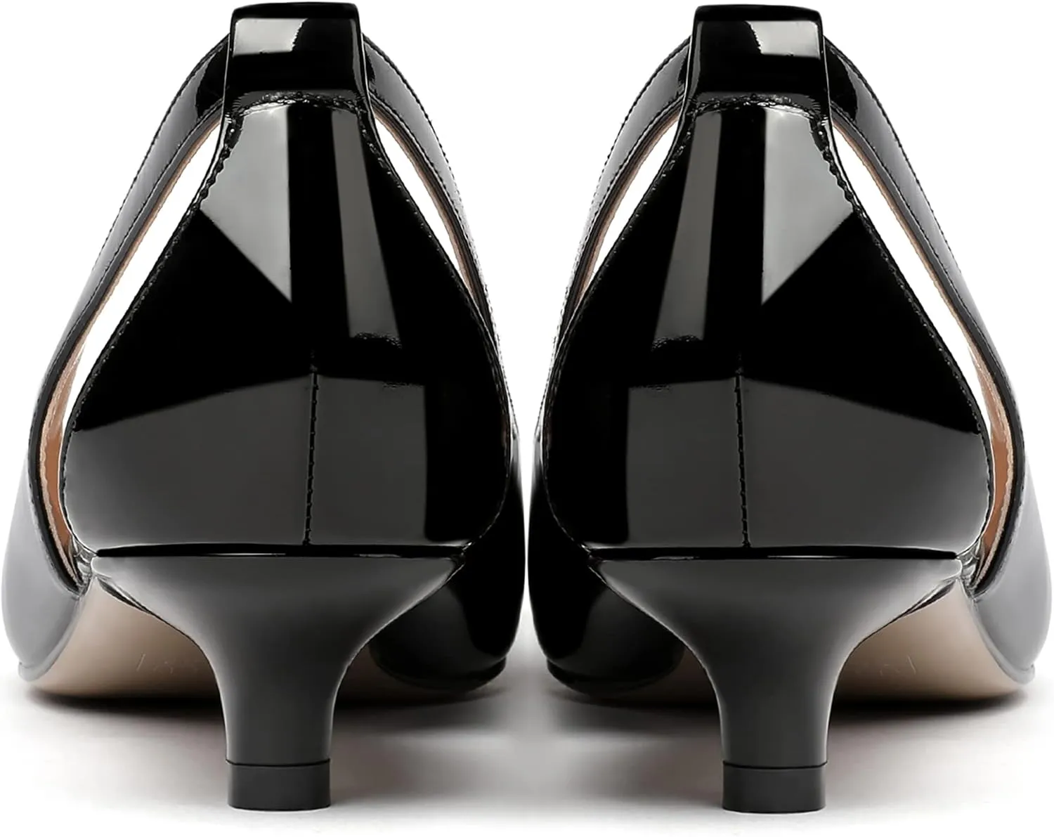 MERRORI Women's Pumps Kitten Low Heel Slip On Pointed Toe Dress Shoes Patent Leather Pumps Shoes 1.5 Inch