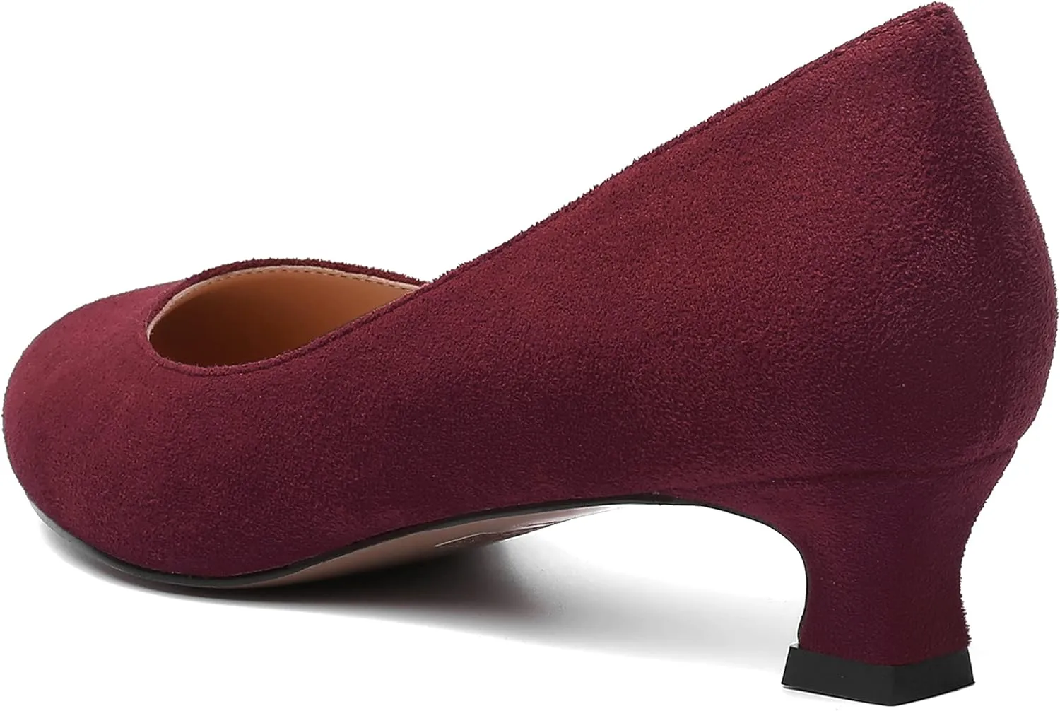 MERRORI Womens Slip On Suede Round Toe Dress Shoes Solid Casual Office Kitten Low Heel Pumps Shoes 1.5 Inch
