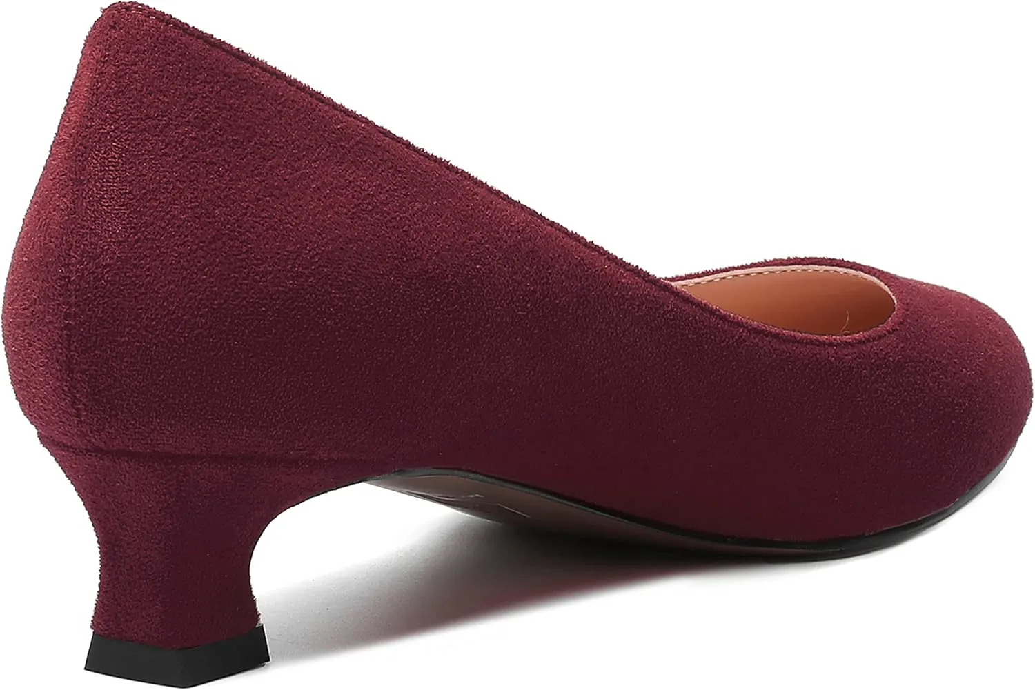 MERRORI Womens Slip On Suede Round Toe Dress Shoes Solid Casual Office Kitten Low Heel Pumps Shoes 1.5 Inch