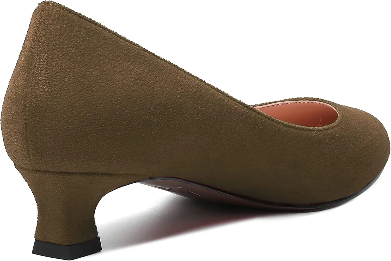 MERRORI Womens Slip On Suede Round Toe Dress Shoes Solid Casual Office Kitten Low Heel Pumps Shoes 1.5 Inch