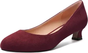 MERRORI Womens Slip On Suede Round Toe Dress Shoes Solid Casual Office Kitten Low Heel Pumps Shoes 1.5 Inch
